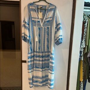 Blue and White Patterned Dress